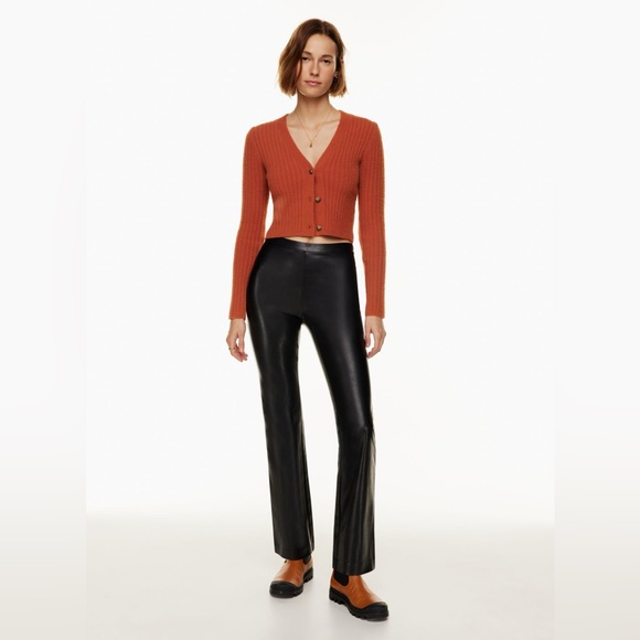 NWT Wilfred Free by Aritzia Flora Bootcut Vegan Leather Pant in Cognac - size M - Picture 7 of 7